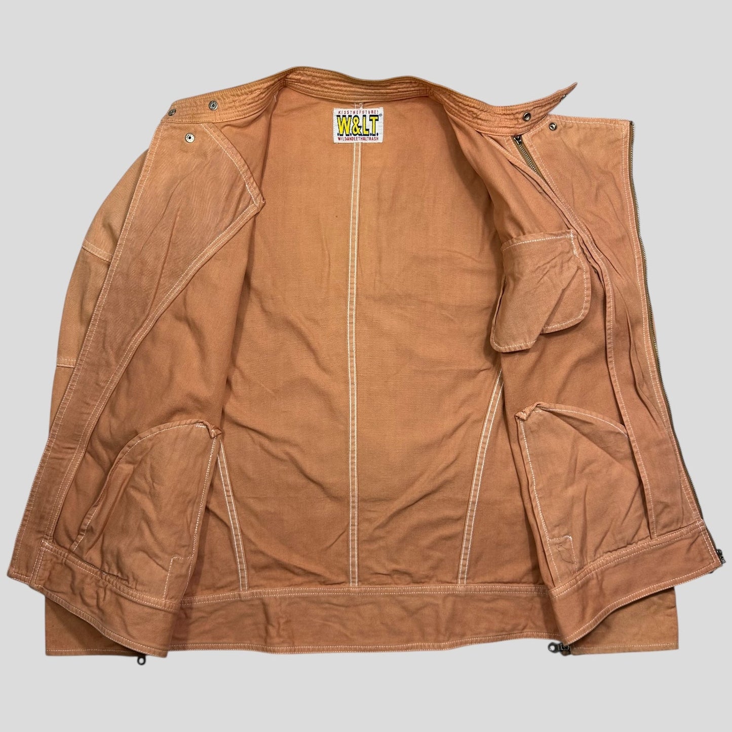 W+LT 1997 Peach Asymmetrical Heavy Cotton Moto Jacket - L