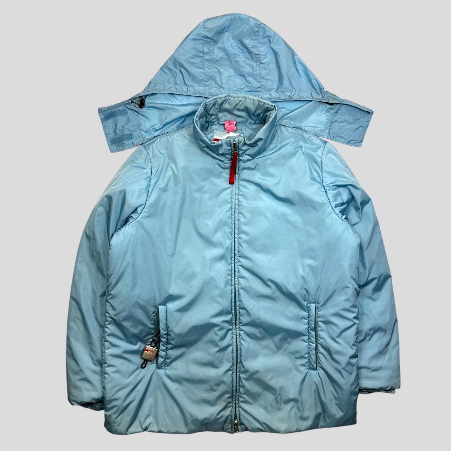 Prada Sport 2001 Baby Blue Stash Pocket Nylon Ski Puffer - IT48 (L)