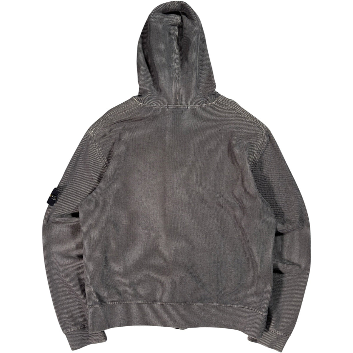 Stone Island 2004 Full Zip Ribbed Hoodie L | Large, Grey
