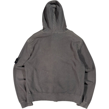 Stone Island 2004 Full Zip Ribbed Hoodie L | Large, Grey
