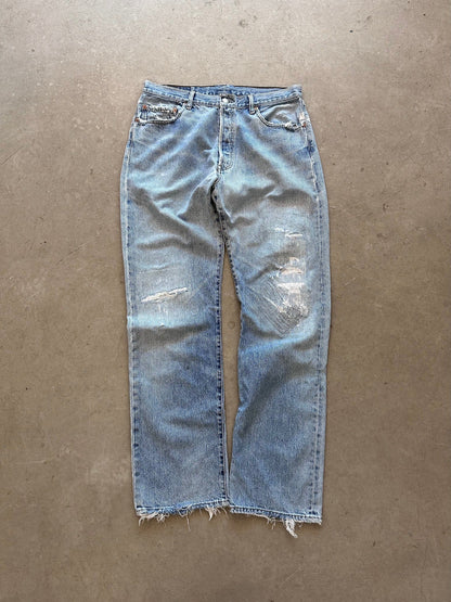 1990's Levi's 501 Repaired Jeans - 35 x 34 | W35, Red