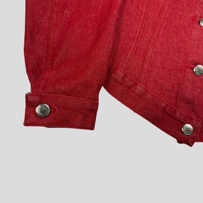 Gucci by Tom Ford 1999 Red Denim Cropped Front Drop Jacket - IT42