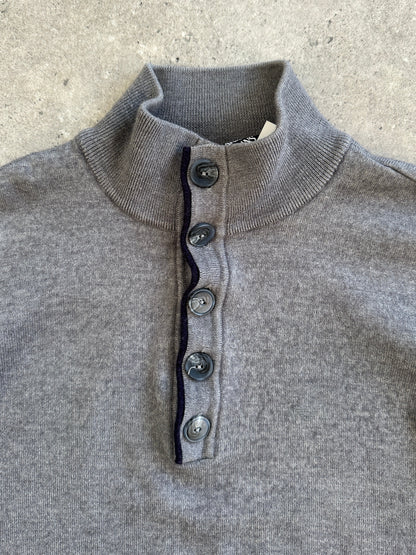 Armani Jeans 1990s Wool Button Neck Knitted Jumper - S/M