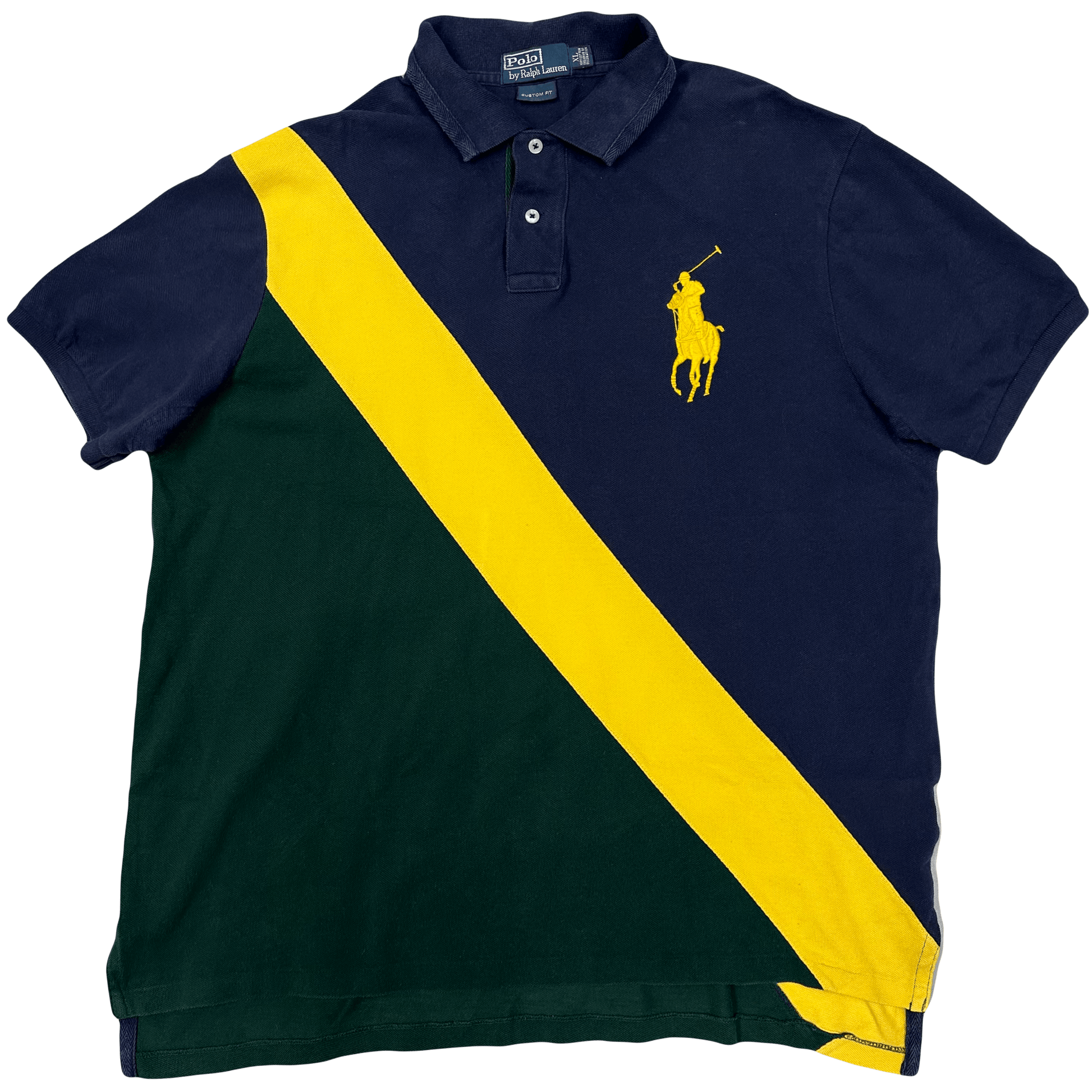 Ralph Lauren Polo In Navy, Yellow & Green ( XL ) - Known Source