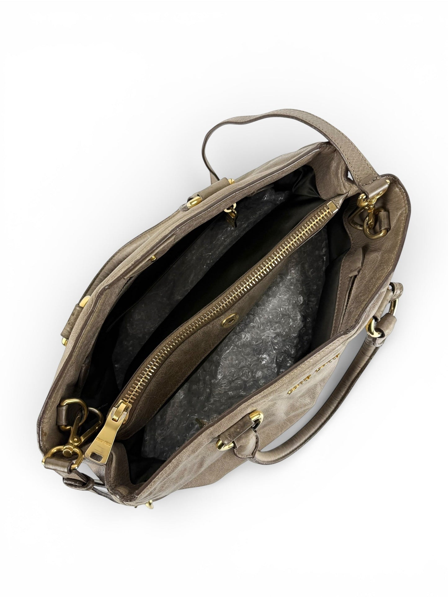 2010s Miu Miu Vitello Shine 2Way Tote Bag | O/S, Gold