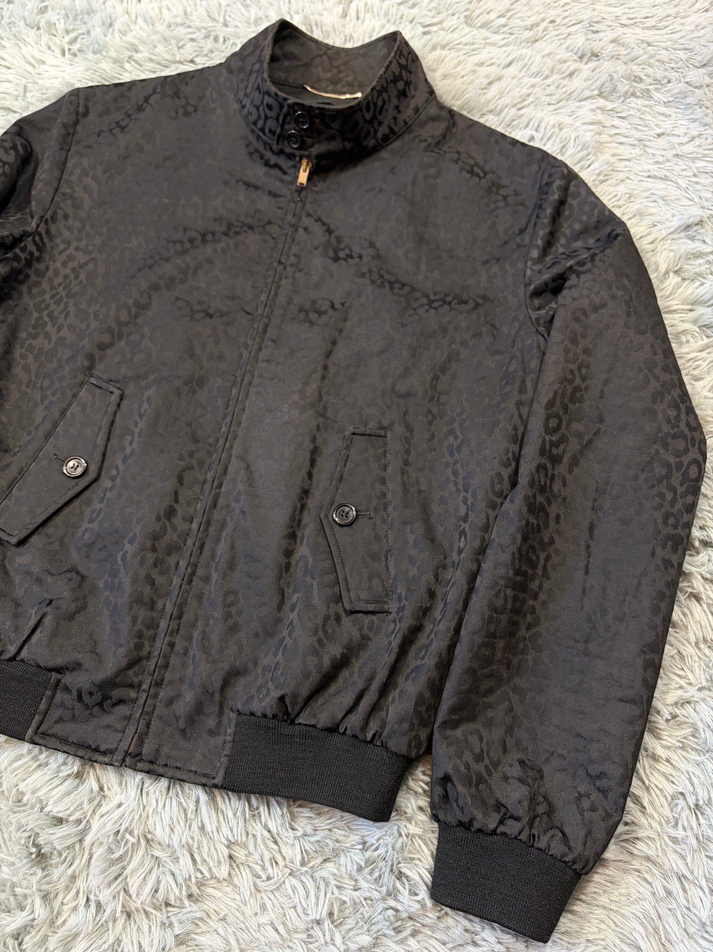 Saint Laurent SS14 Hedi Slimane Black Leopard Bomber Jacket - IT48 | O/S, Black