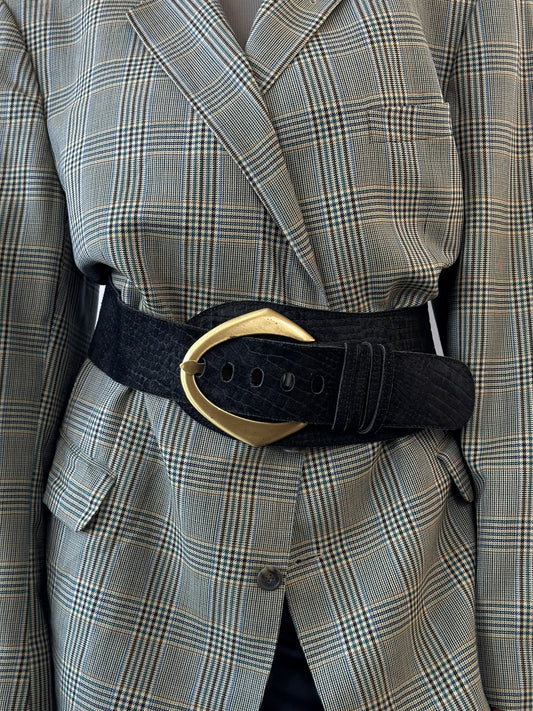 Vintage 1990s Chunky Textured Faux Leather Belt - W30-36