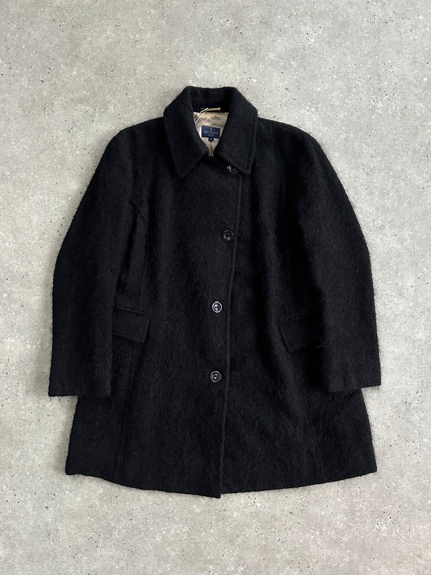 Trussardi 2000s Virgin Wool Mohair Single Breasted Coat - M