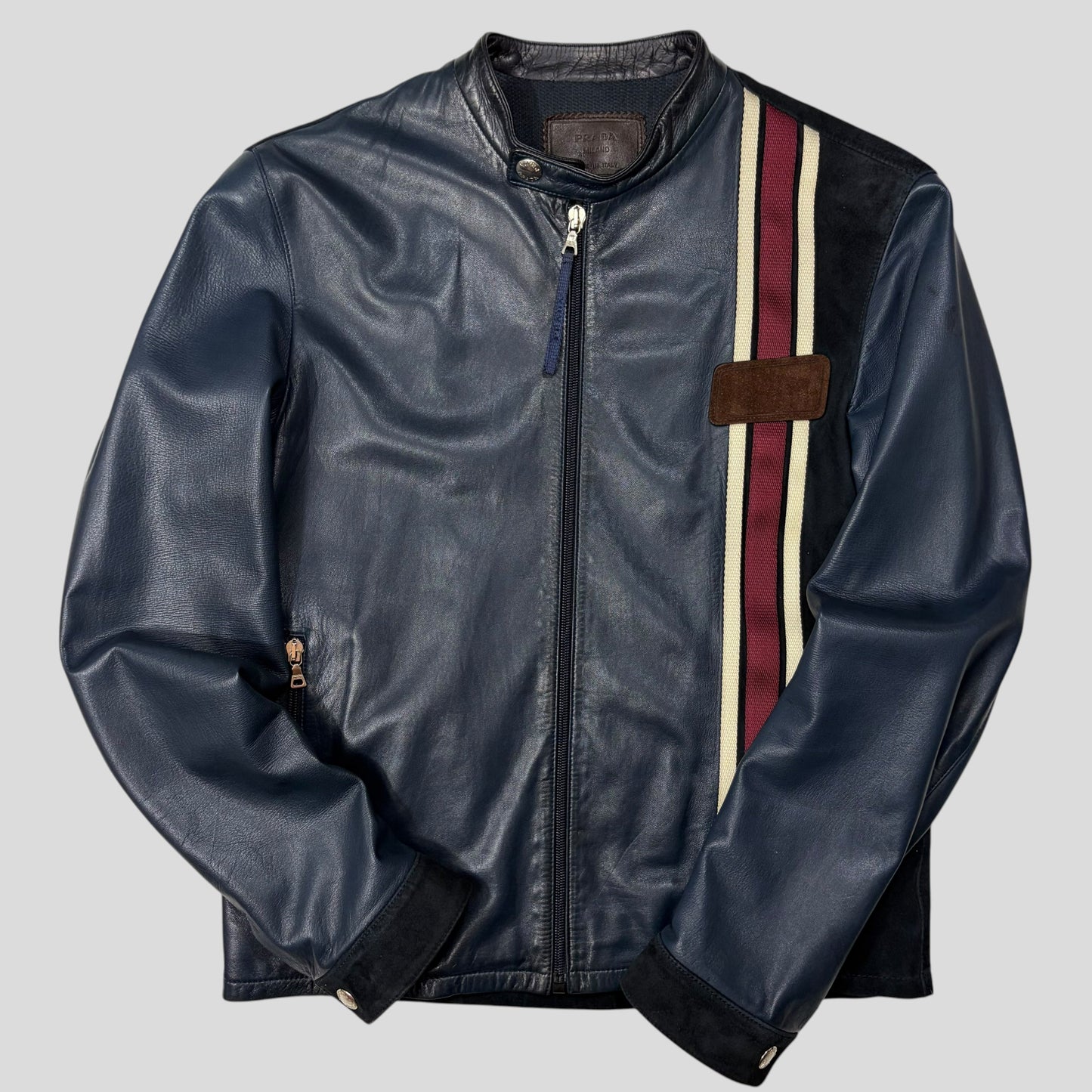 Prada Milano SS00 Runway Leather Racer Moto Jacket - S | Default Title, Multicoloured