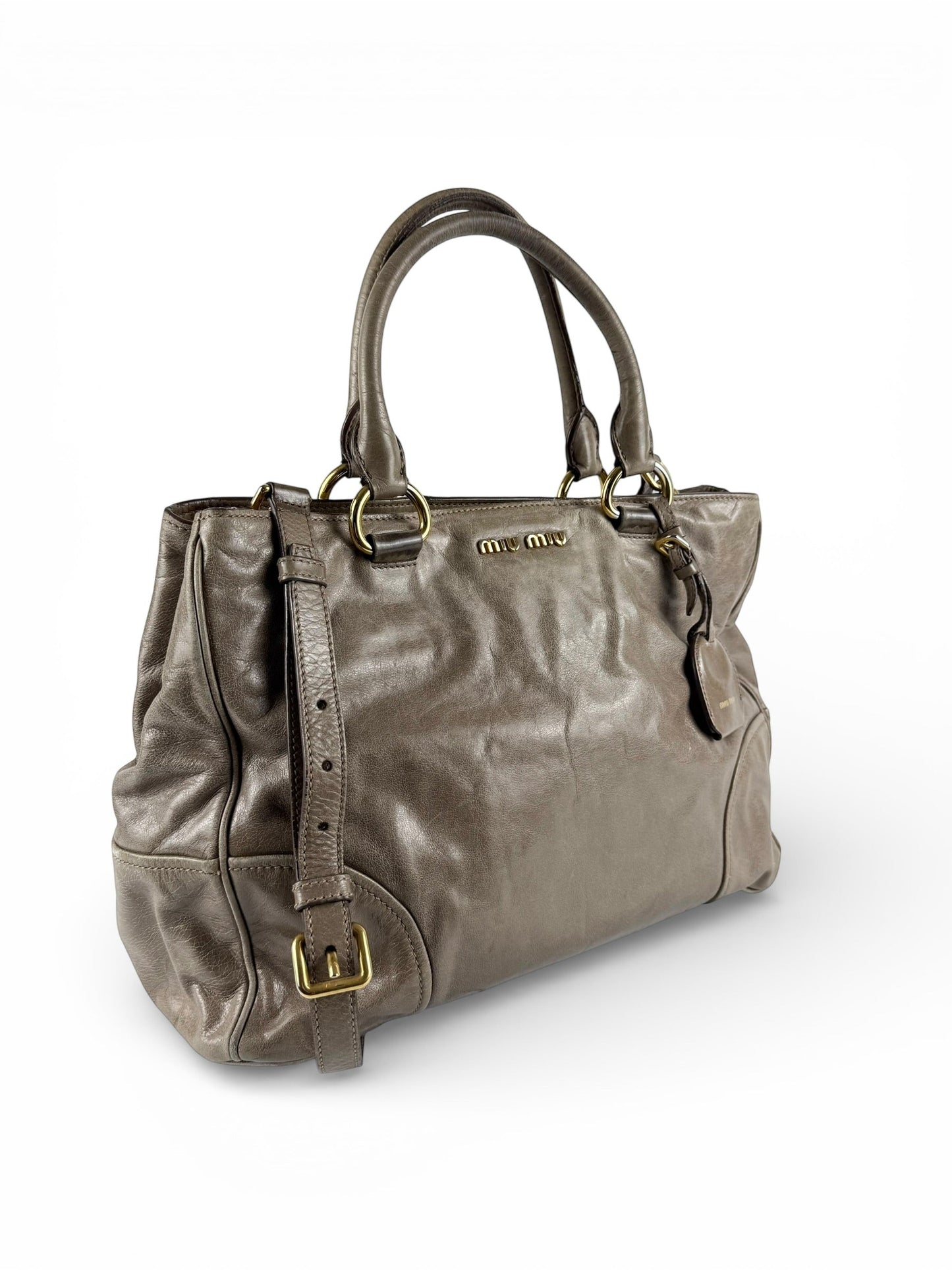 2010s Miu Miu Vitello Shine 2Way Tote Bag | O/S, Gold