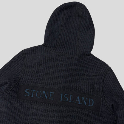 Stone Island AW04 Heavy Ribbed Knit Spellout Hoodie Jacket - M | Default Title, Navy