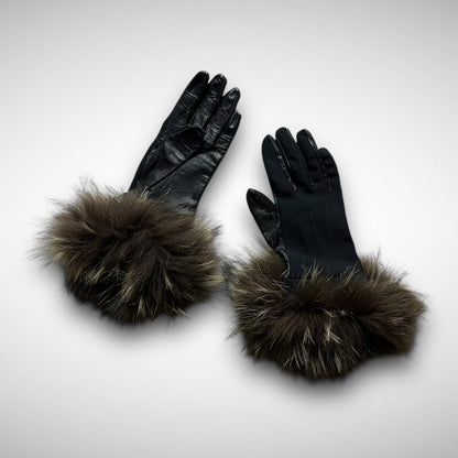 Marithé + François Girbaud Leather & Nylon Fur Gloves (2000s)