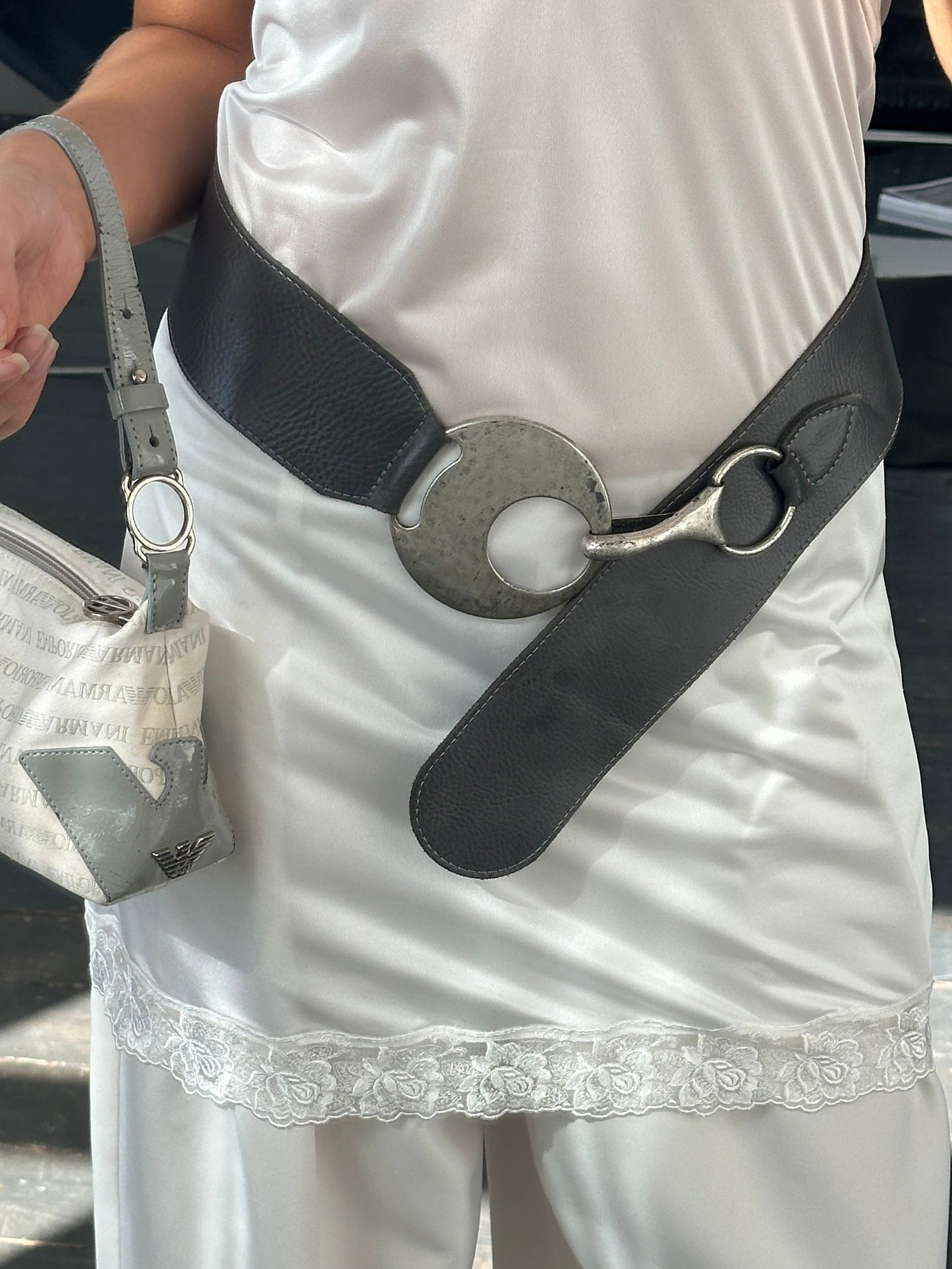 Vintage 1990s Chunky Circular Leather Belt - W35