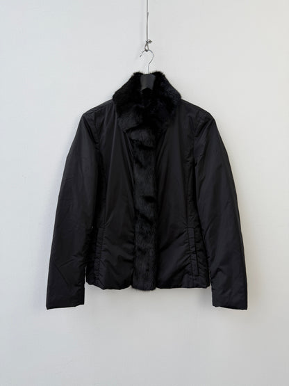 Prada 00s Mink Fur Padded Nylon Jacket | O/S, Black
