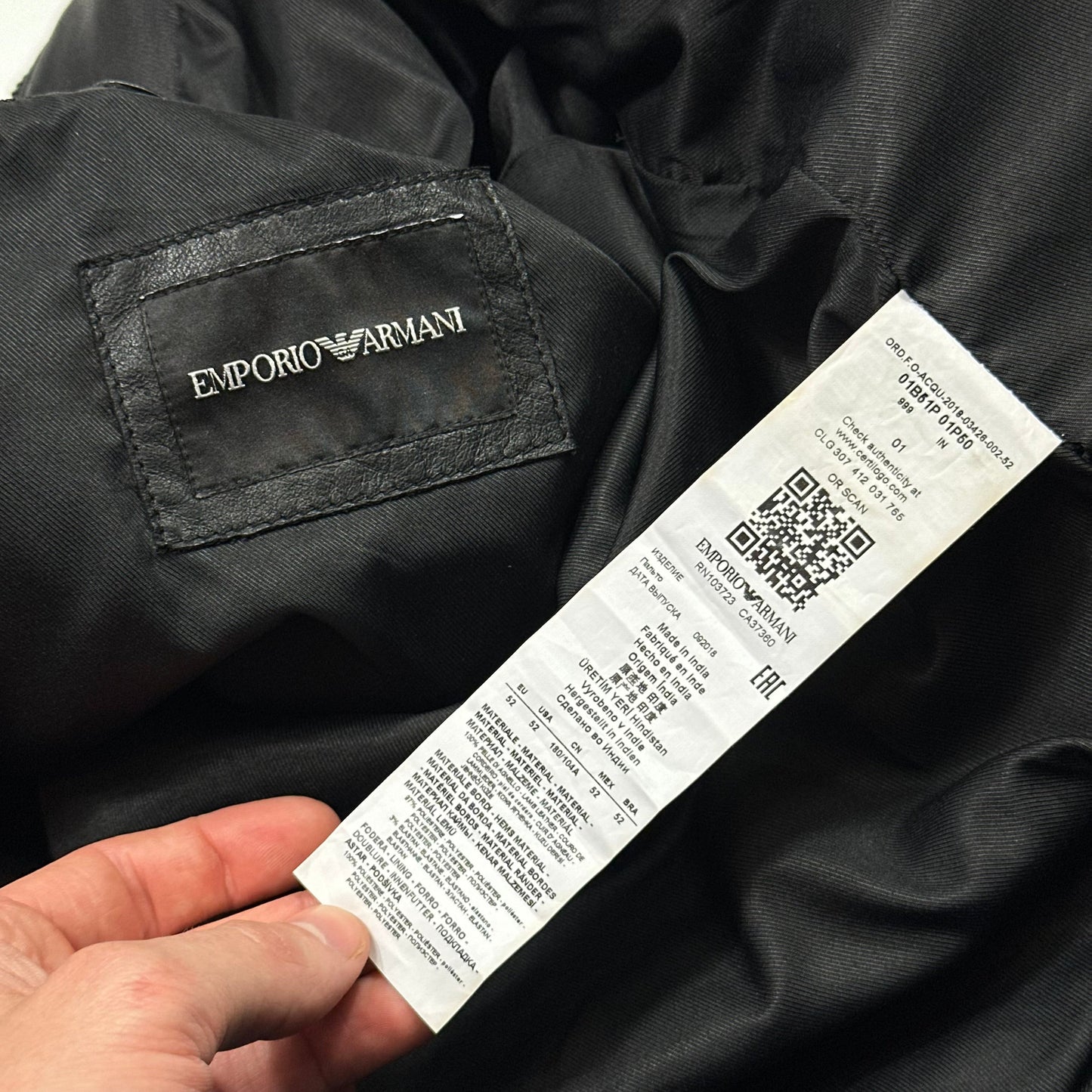 Emporio Armani 2018 Lambs Leather Bomber Jacket - M/L