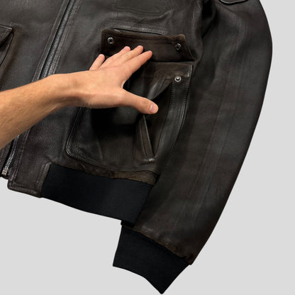 Miu Miu 2008 Lambskin Suede Leather Asymmetrical Bomber Jacket - IT52 (M/L)