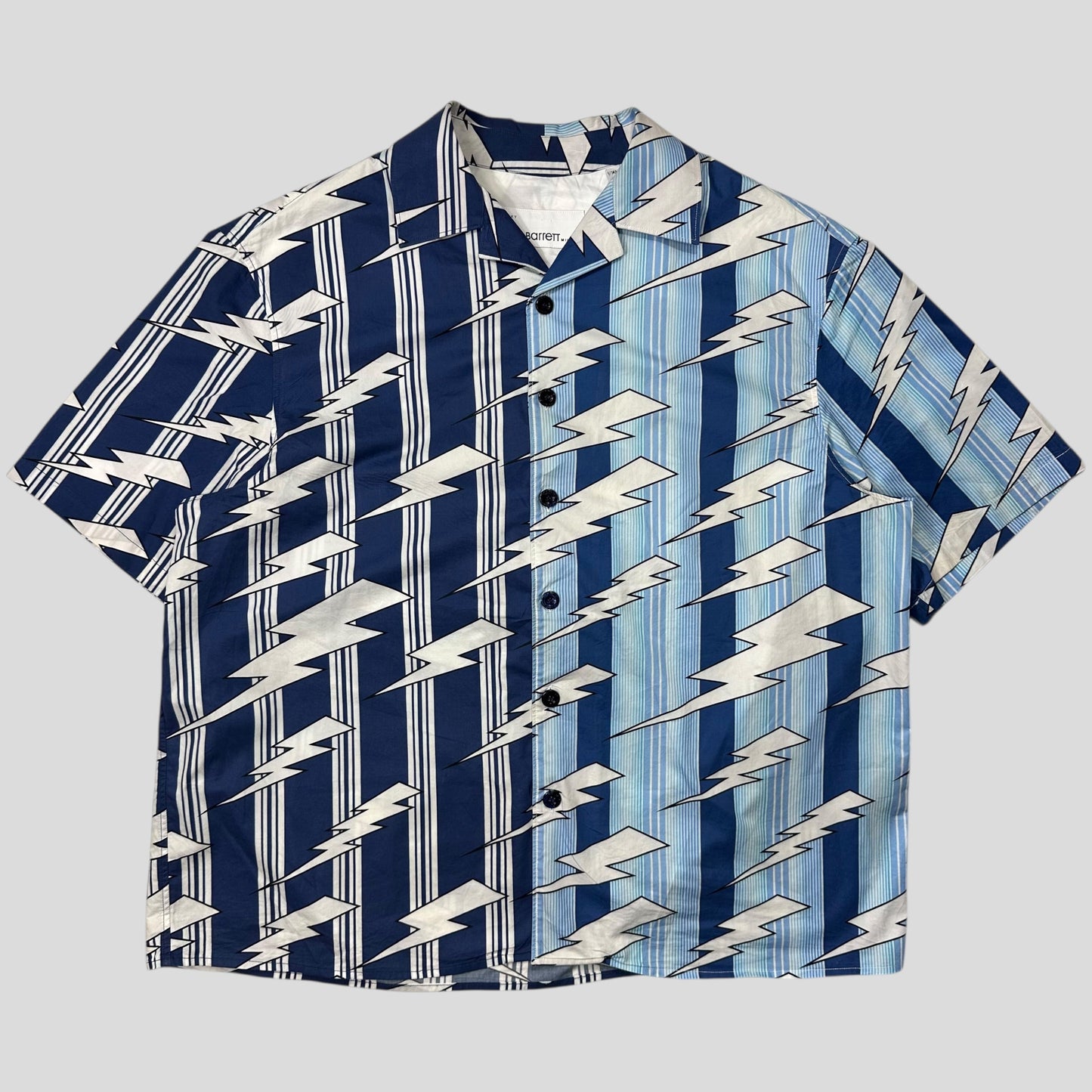 Neil Barrett 2023 Boxy Cuban Split Lightning Bolt Shirt - XL | Default Title, Blue