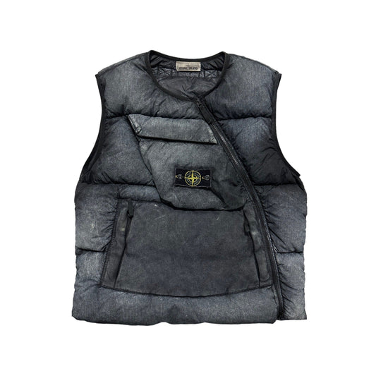 Stone Island Frost Tela Nylon Down Vest with Asymmetrical Zip