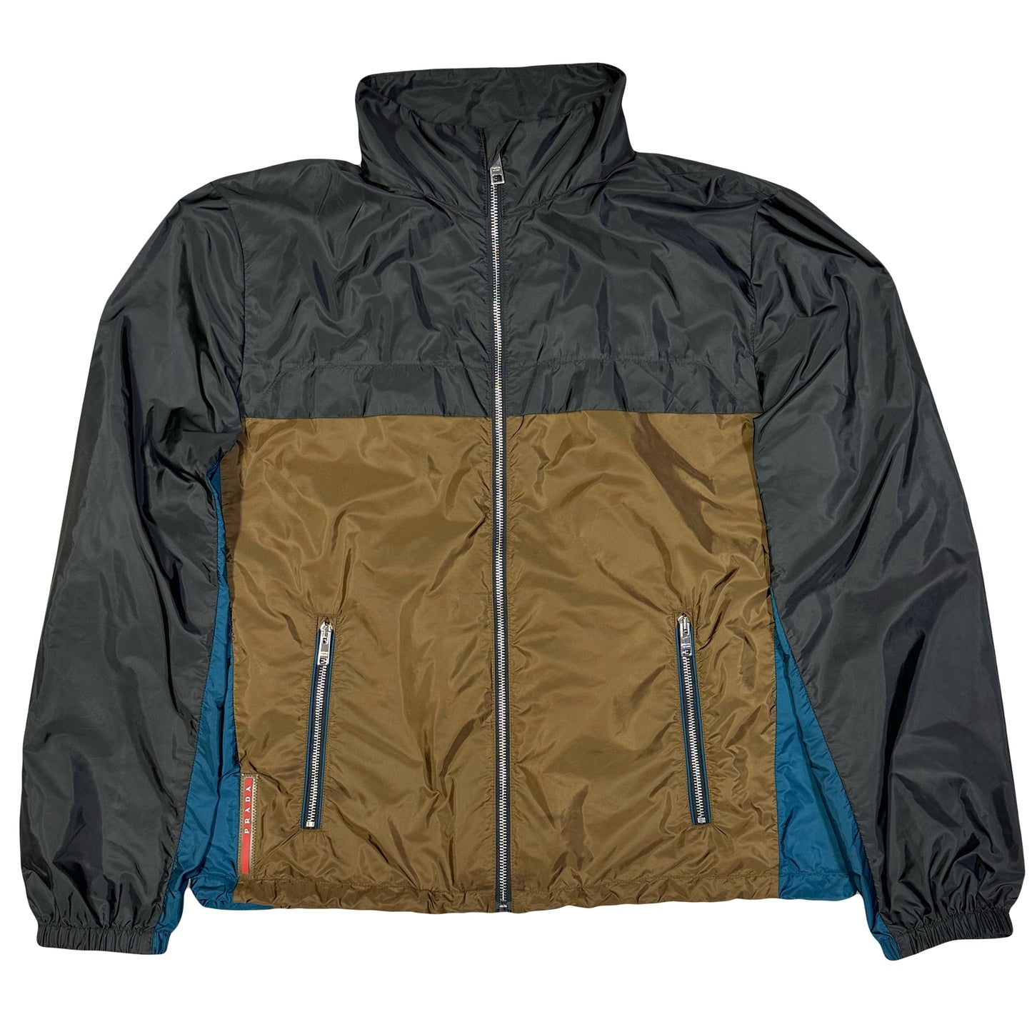 Prada Jacket In Black, Brown & Blue ( XL )