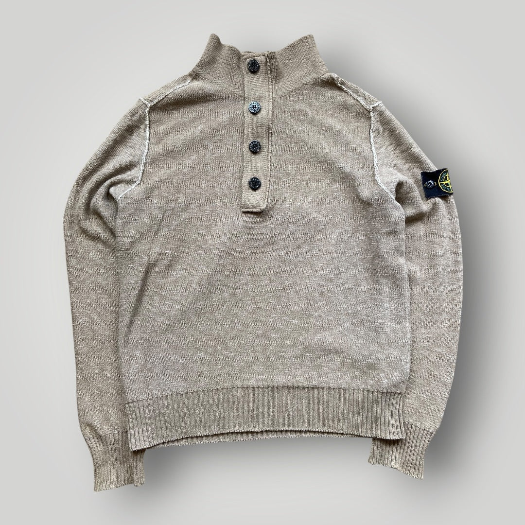 Stone Island SS/12 Lino Flax / Cotton Half Button Up M