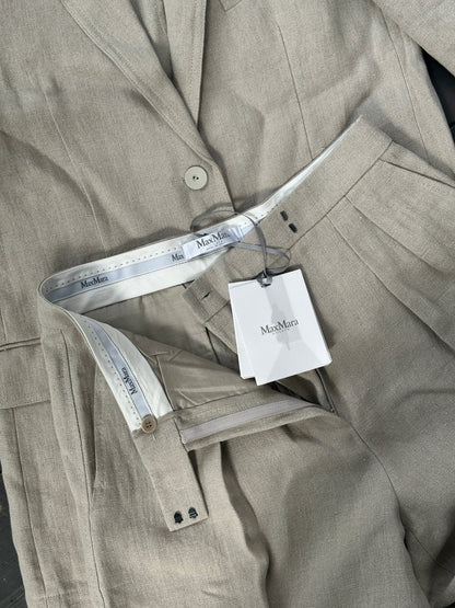Max Mara SS2023 Runway Pure Linen Wide Leg Suit - L/UK12