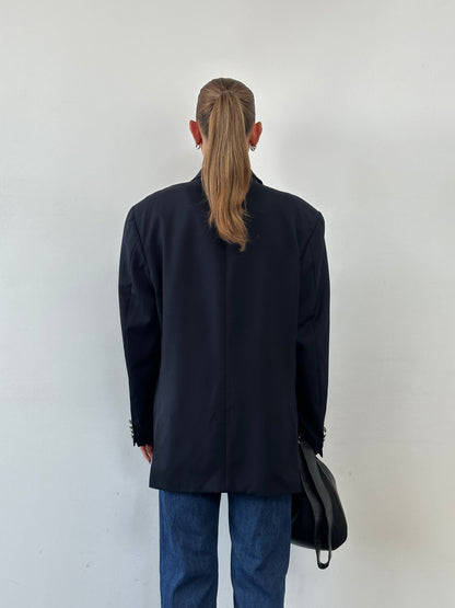 Yves Saint Laurent Pour Homme 1980s Pure Wool Bespoke Button Blazer - XL