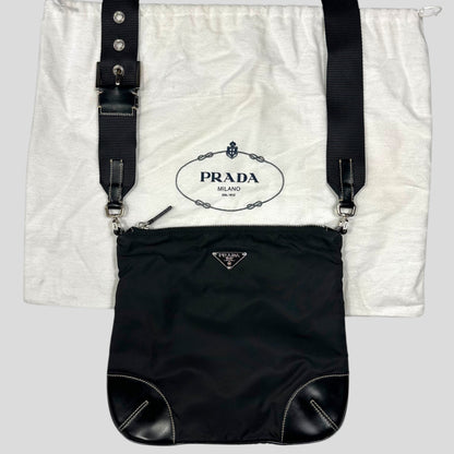 Prada Milano 00’s Nylon & Patent Leather Crossbody Bag | O/S, Black