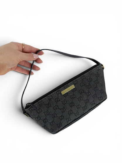 2000s Gucci Monogram Black/Grey Pochette Boat Bag | O/S, Multicoloured