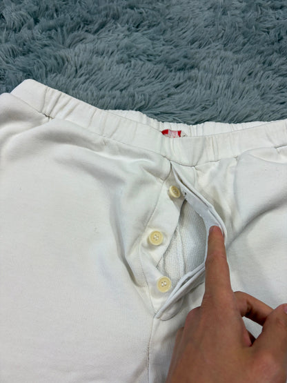 Prada Sport 2010 Red Tab Baggy White Cotton Jogger Shorts - L | O/S, Red