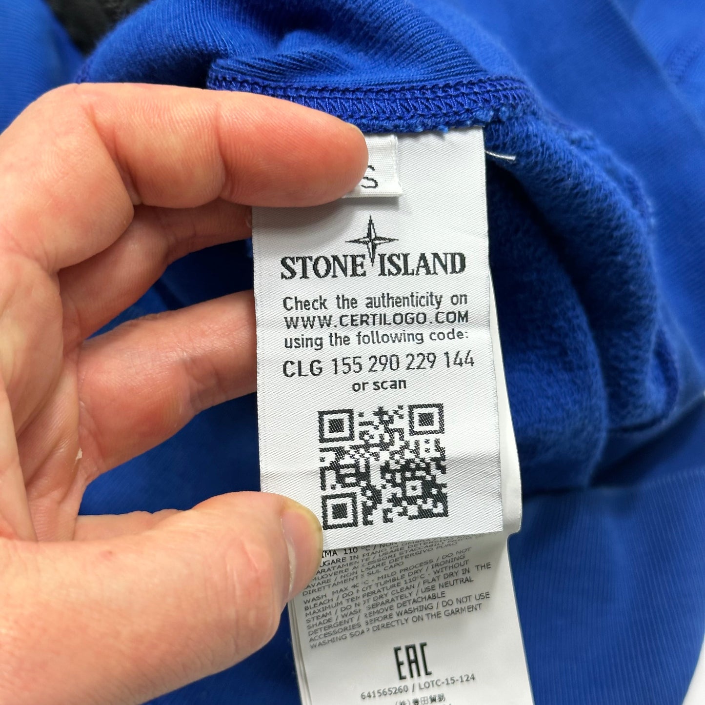 Stone Island SS16 Blue Zip Up Hoodie - S