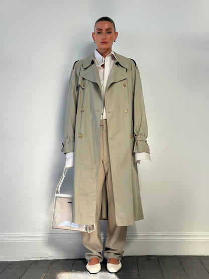 Italian Vintage Double Breasted Belted Trench Coat - XL
