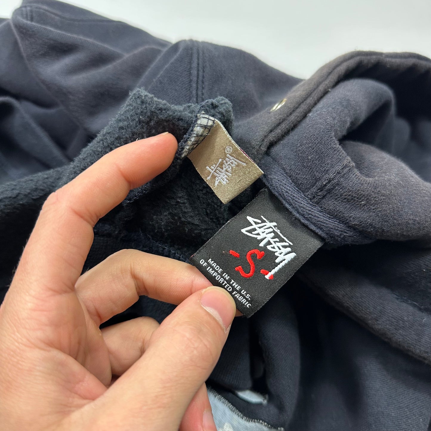 Stussy 00’s Embroidered Appliqué Monogram Logo Boxy Hoodie - S/M