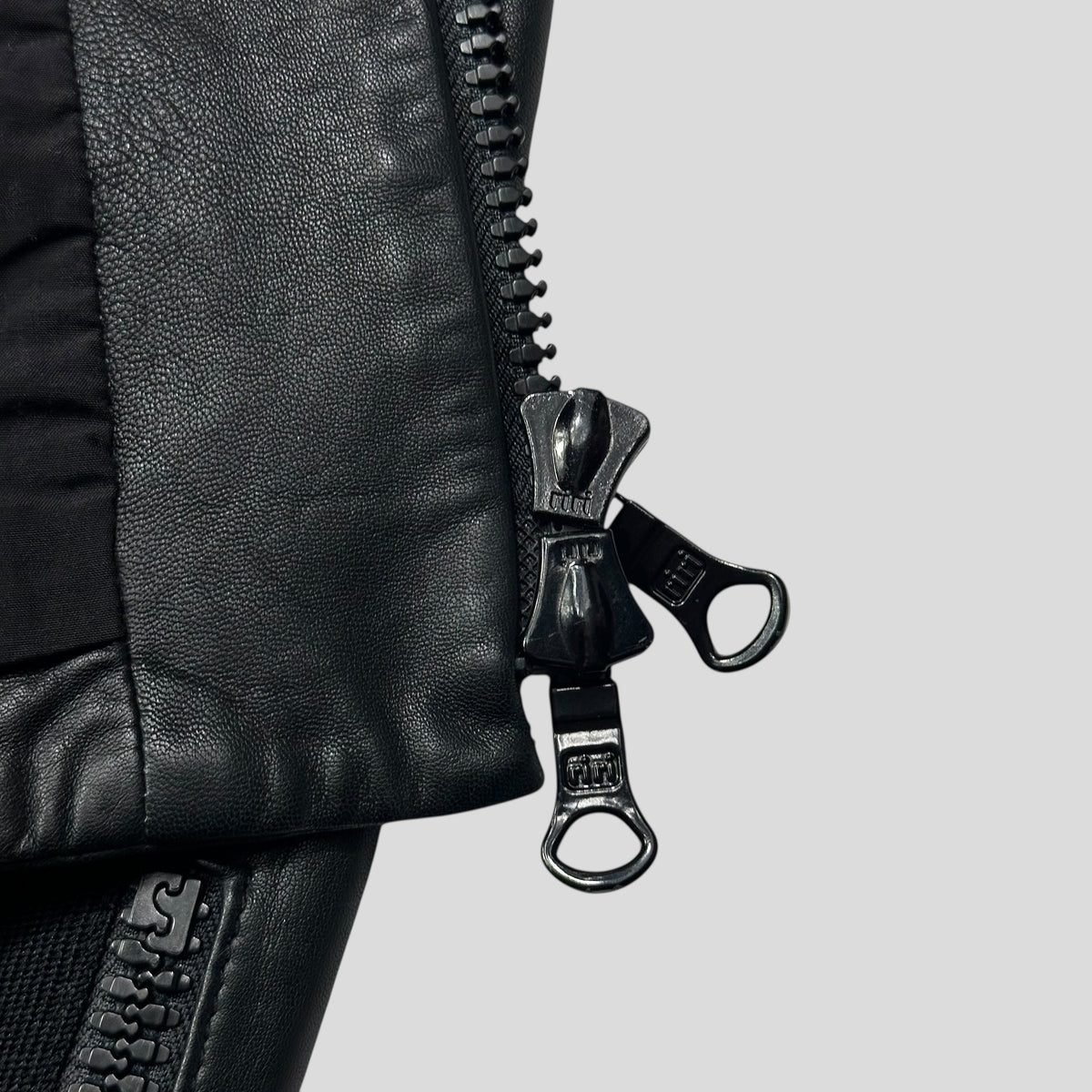 Emporio Armani 2006 Leather Panelled Biker Moto Jacket - IT46 (S) | Small, Black