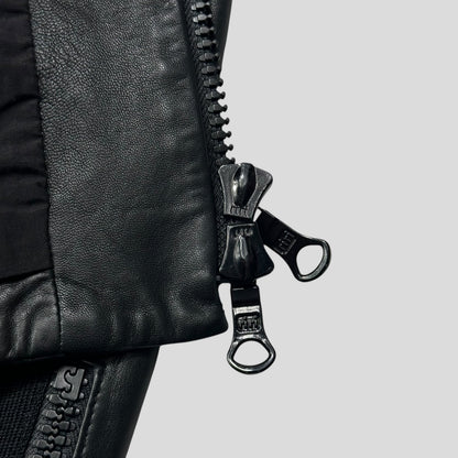 Emporio Armani 2006 Leather Panelled Biker Moto Jacket - IT46 (S) | Small, Black