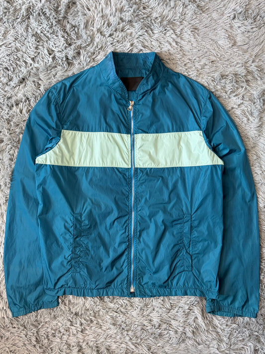 Prada Milano 00’s Teal and Mint Nylon Panelled Nylon Jacket - M | O/S, Teal and Mint