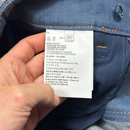 Prada 2018 Rubber Race Logo Denim Belted Mini Skirt - IT36