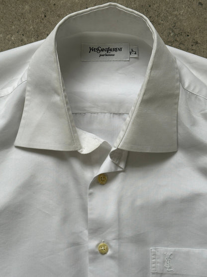 Yves Saint Laurent Pour Homme 1990s Cotton Logo Shirt - M/L