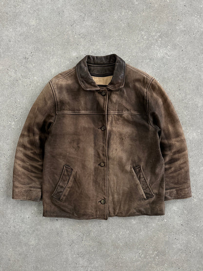 Vintage 1990s Distressed Leather Jacket - M