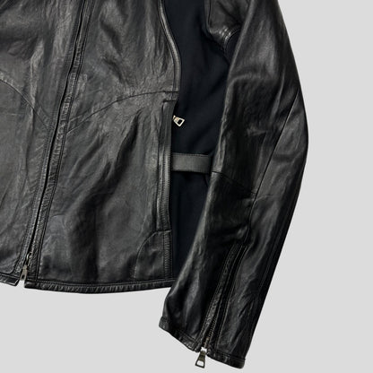 Prada Sport SS00 Leather Biker Curved Panelled Moto Jacket - IT48 (S) | Default Title, Black