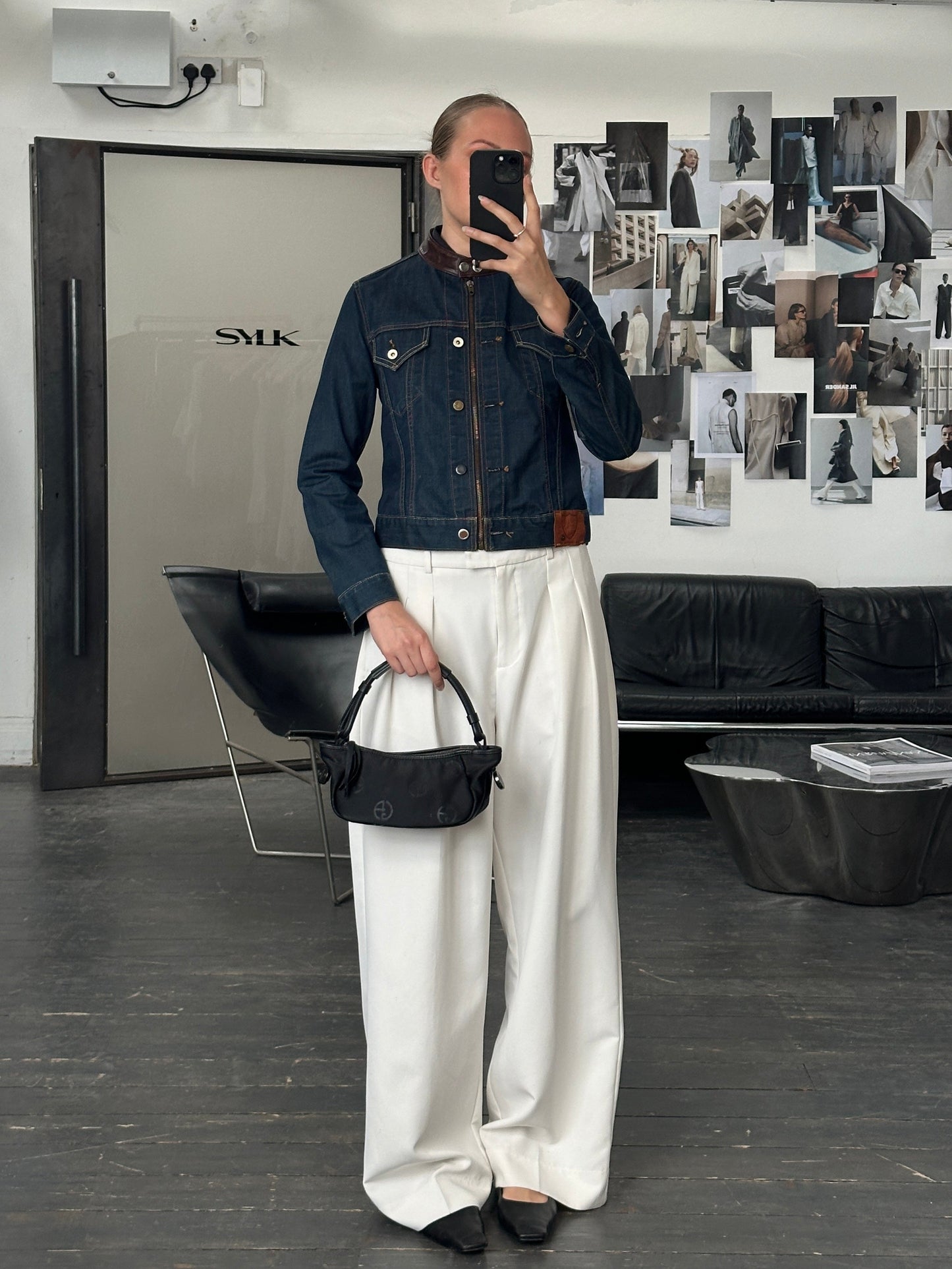 Hollywood Trading Company HTC 2000s “Night Flyer” Moto Denim Jacket - S