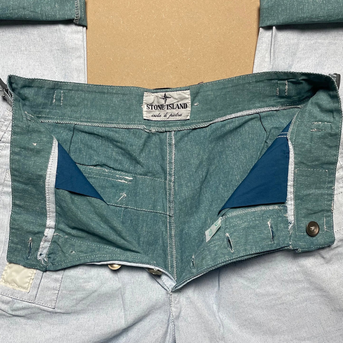 S/S 1983 Ice Blue Plated Tela Stella Poachers Pants