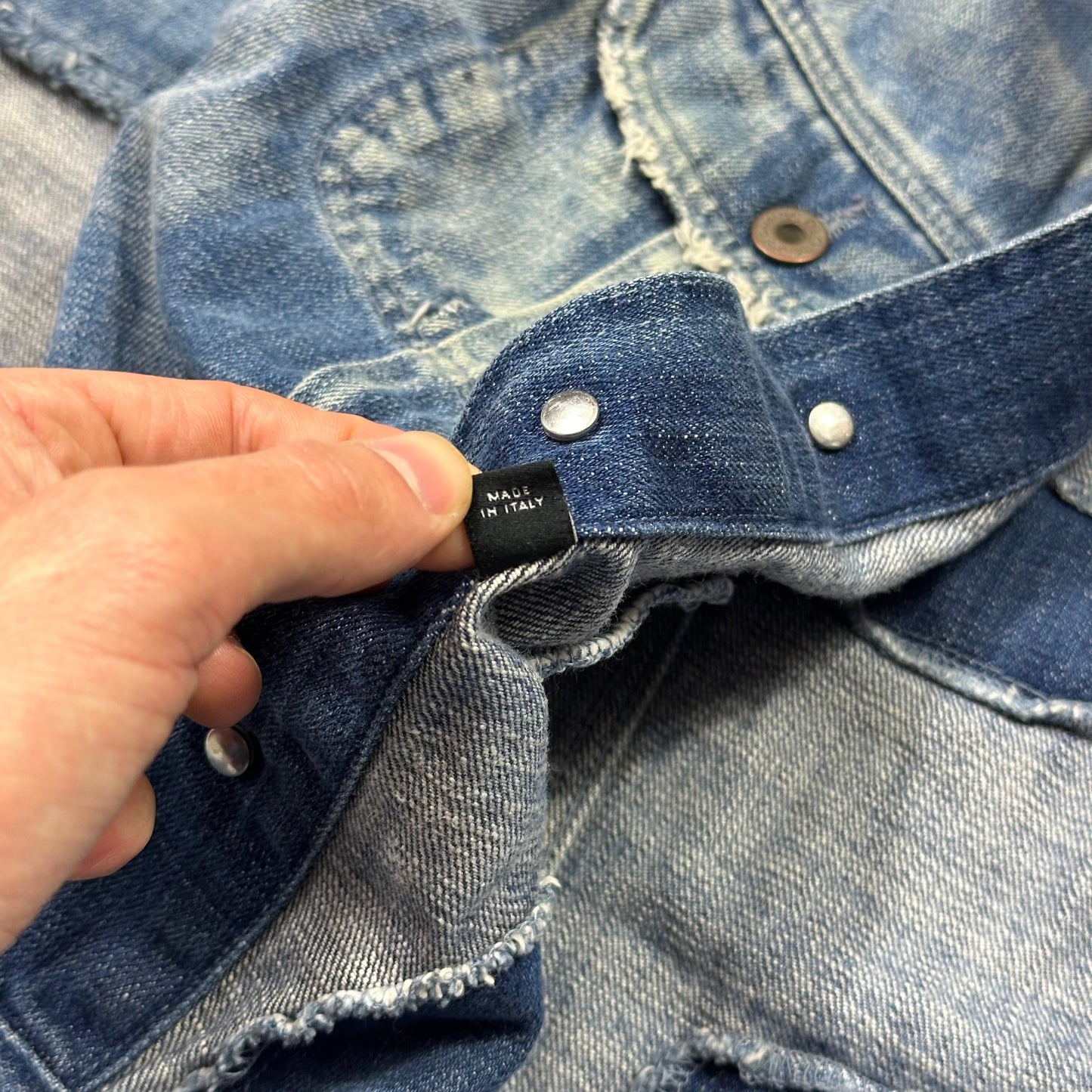 D&G AW04 Distressed Reconstructed Denim Boxy Jacket - L (M)