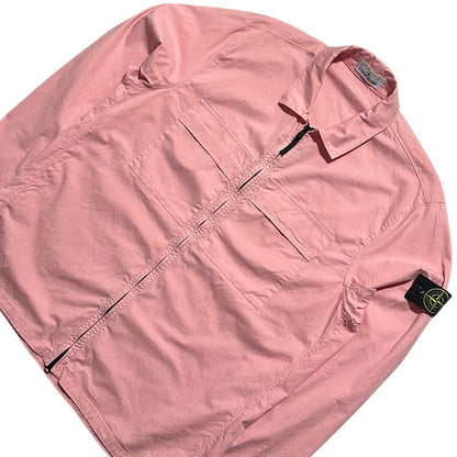 Stone Island Zip Up Double Pocket Canvas Overshirt