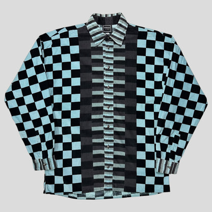 Versace VJC 90’s Baby Blue Checkered Corduroy Medusa Shirt - S (M/L)
