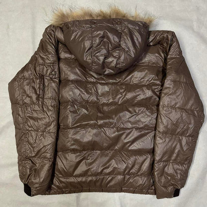 Marmot Fur Hood Puffer Jacket In Brown ( M )