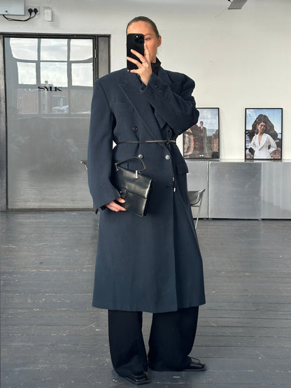 Moschino 1990s Pure Wool Double Breasted Coat - XL/XXL