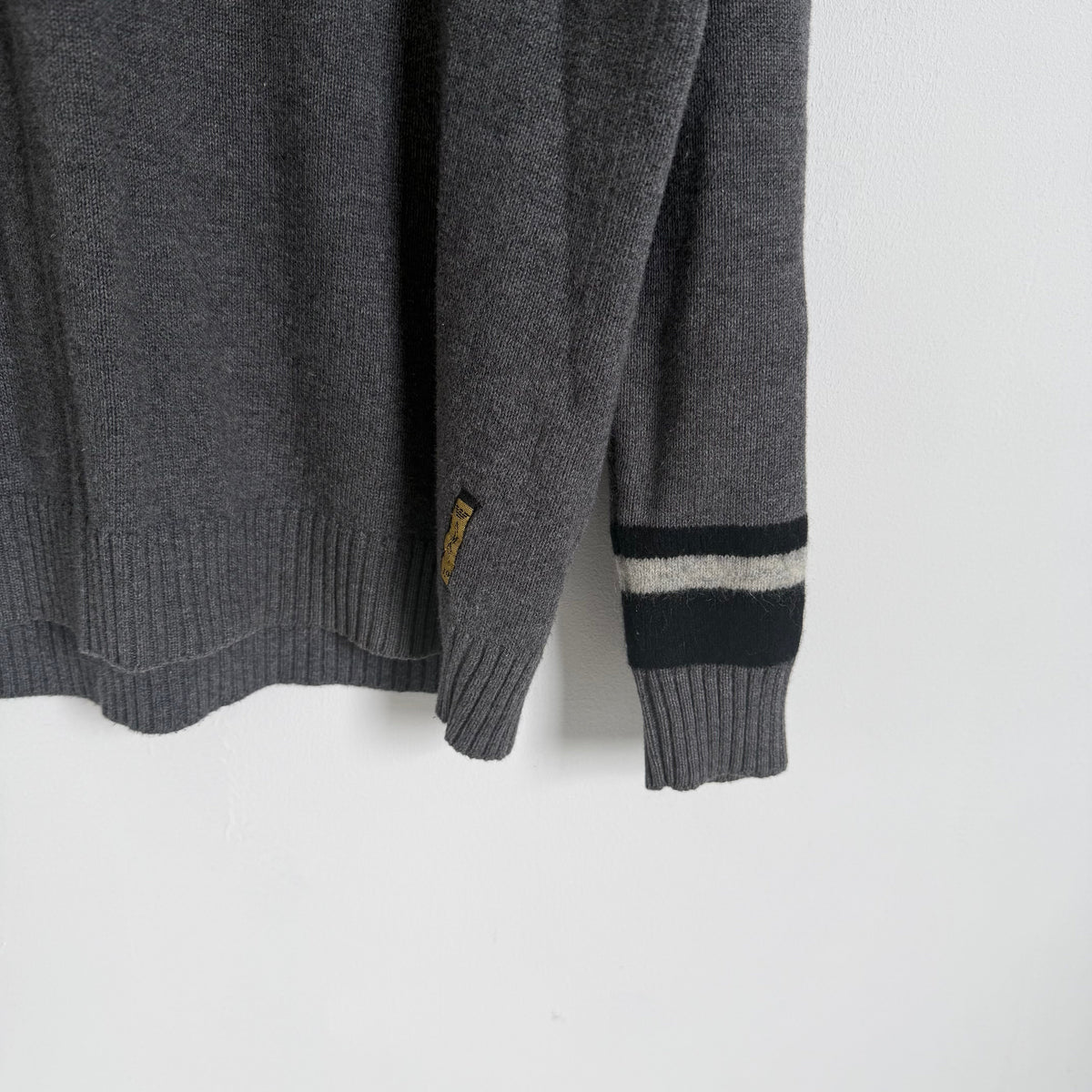 2000s armani jeans eagle knit jumper | O/S, Charcoal Grey