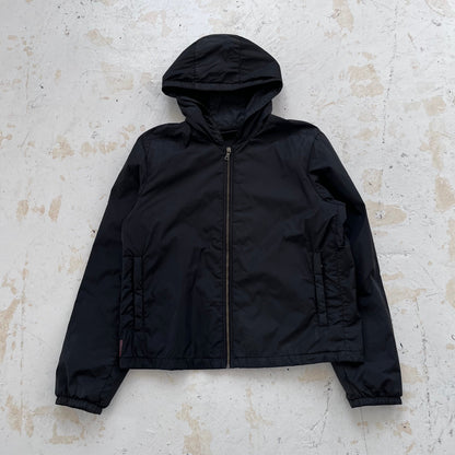 fw2008 prada sport hooded padded black windbreaker | Black, Black