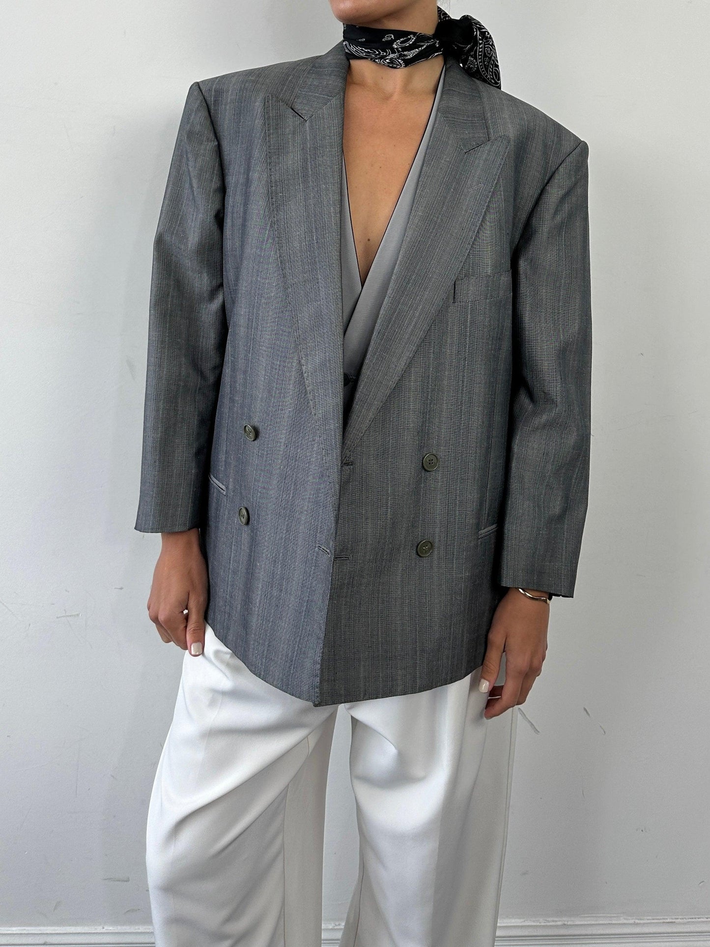 Italian Vintage Boxy Wool Double Breasted Blazer - L/XL - Known Source