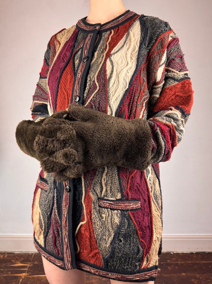 Mid-Century shearling gauntlets | O/S, Brown